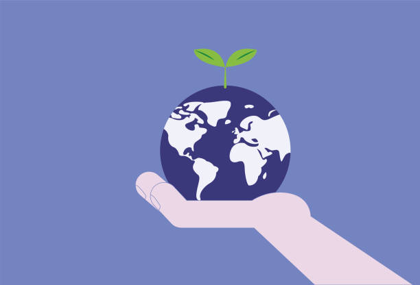 holding the earth with hands, environmental protection concept illustration - 智慧農(nóng)業(yè) 幅插畫檔、美工圖案、卡通及圖標(biāo)